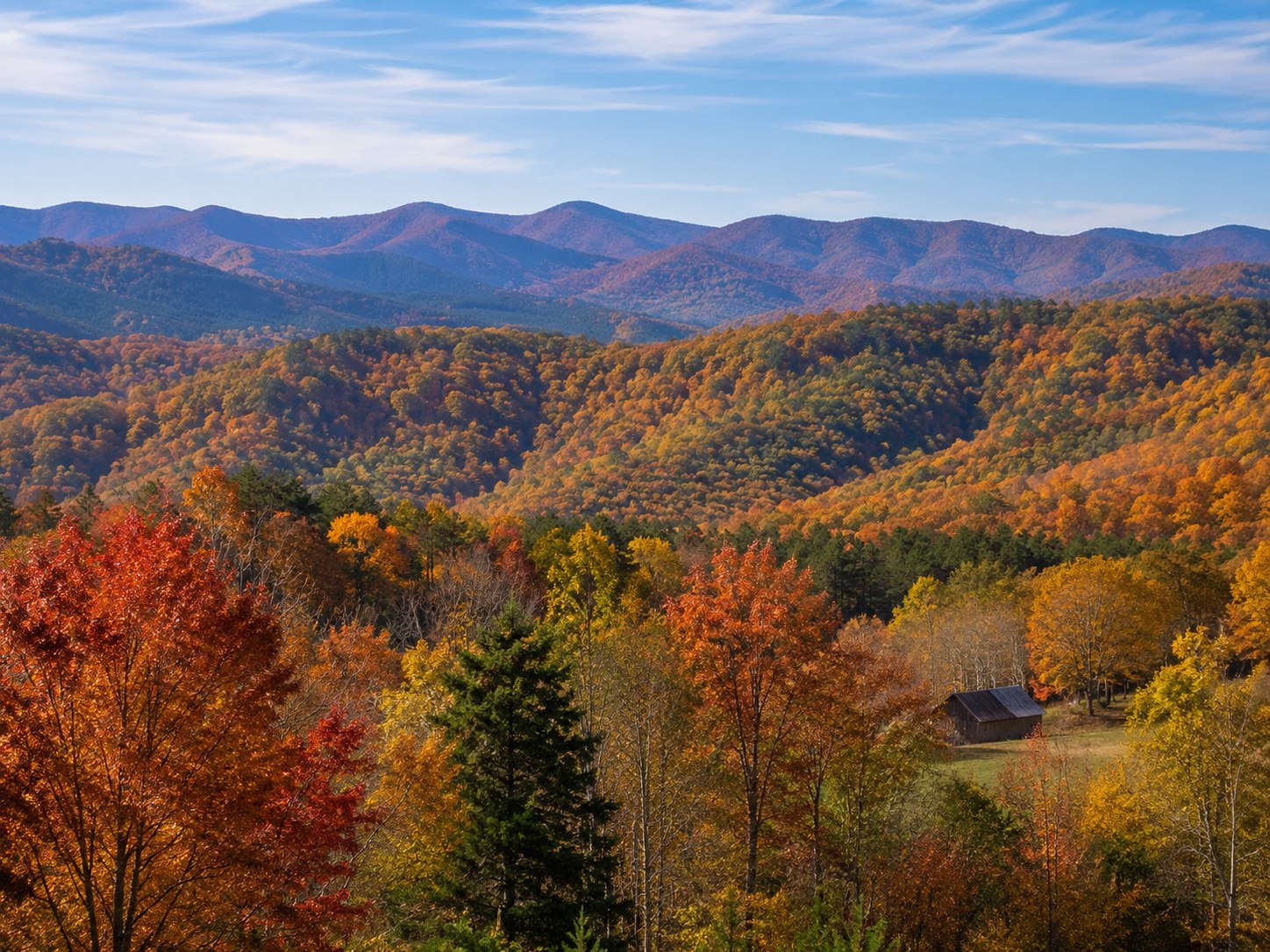 Layered mountain ridges over Gilmer County, Georgia